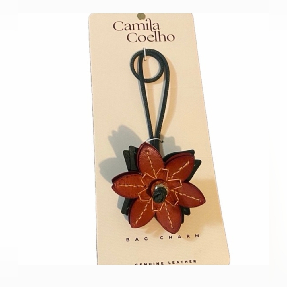 🤎▪️Camila Coelho ▪️beautiful Genuine Leather Floral Bag Charm